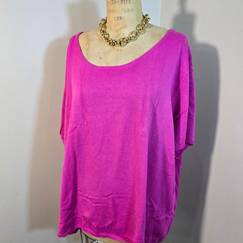 Jessica London 34/36 bright pink cotton blend sweater